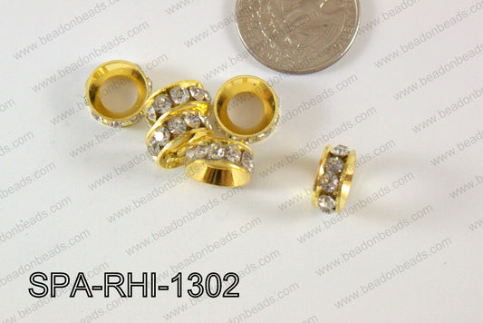 Rhinestone Spacers gold/clear 13mm SPA-RHI-1302