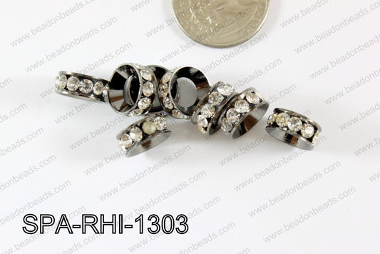 Rhinestone Spacers gunmetal/clear 13mm SPA-RHI-1303