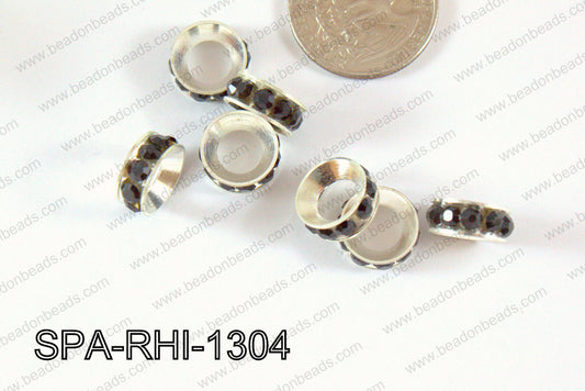 Rhinestone Spacers silver/black 13mm SPA-RHI-1304