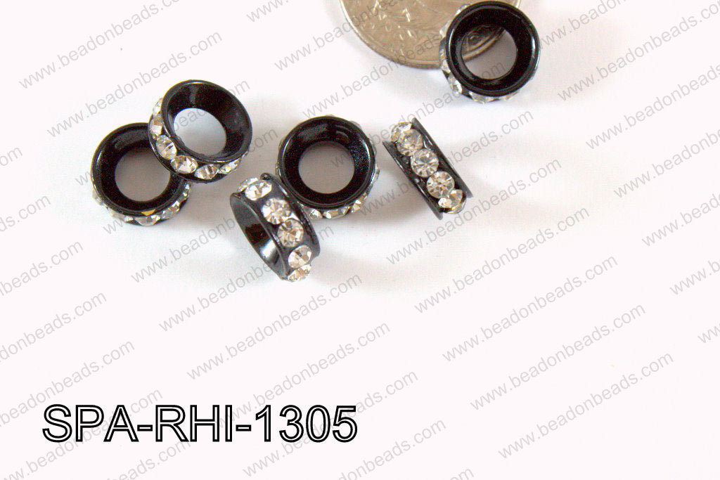Rhinestone Spacers black/clear 13mm SPA-RHI-1305