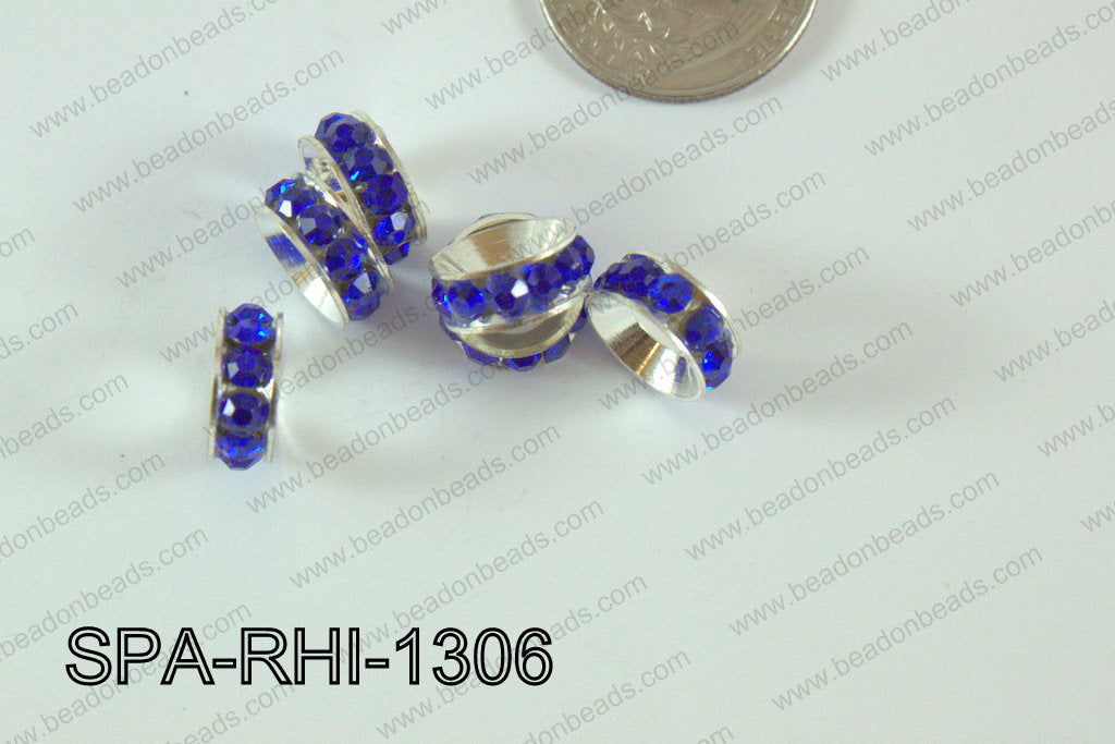 Rhinestone Spacers silver/dark blue 13mm SPA-RHI-1306