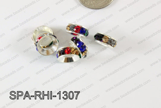 Rhinestone Spacers silver/multi 13mm SPA-RHI-1307