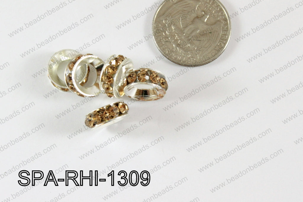 Rhinestone Spacers silver/beige 13mm SPA-RHI-1309