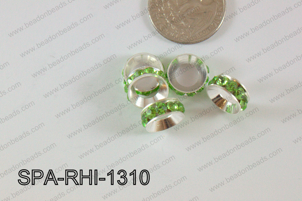 Rhinestone Spacers silver/green 13mm SPA-RHI-1310