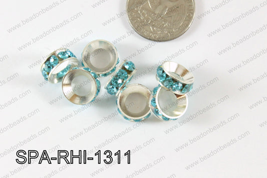 Rhinestone Spacers silver/turquoise 13mm SPA-RHI-1311