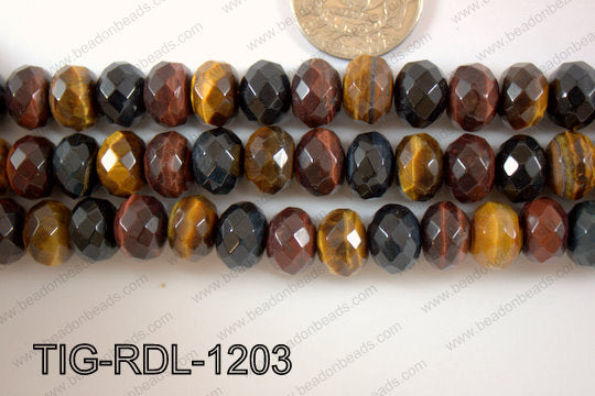 Tiger eye Rondel Faceted 12mm TIG-RDL-1203