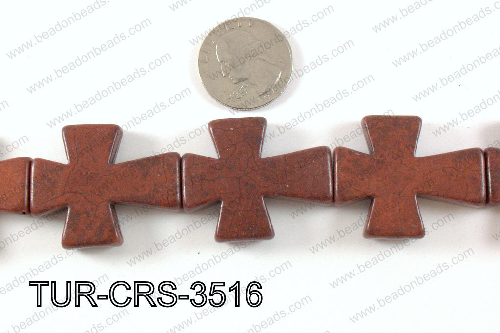 howlite cross 35x30mm brown TUR-CRS-3516