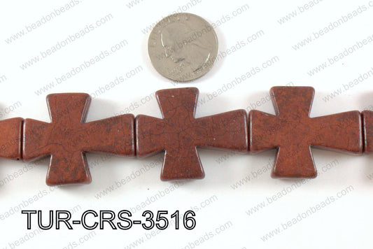 howlite cross 35x30mm brown TUR-CRS-3516