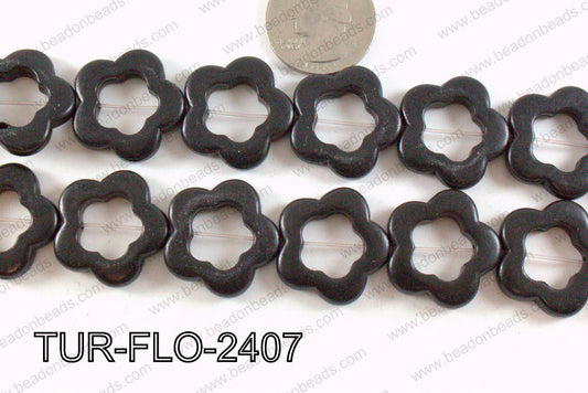 howlite flower black 24mm TUR-FLO-2407