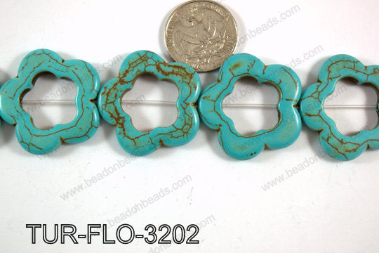 Turquoise Flower 32-35mm TUR-FLO-3202