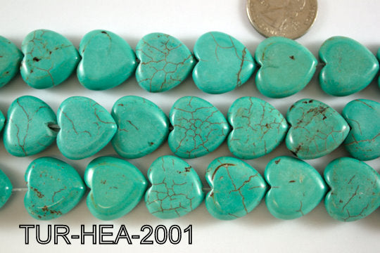 Turquoise Magnesite Heart 20x20mm 16'' TUR-HEA-2001