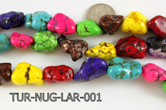 Turquoise Nugget 30-35mm Large Multi-Color 16 '' TUR-NUG-LAR-001