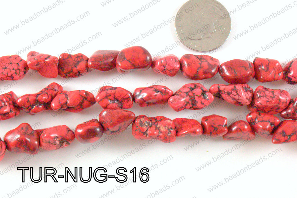 imitation turquoise red 10-15mm TUR-NUG-S16