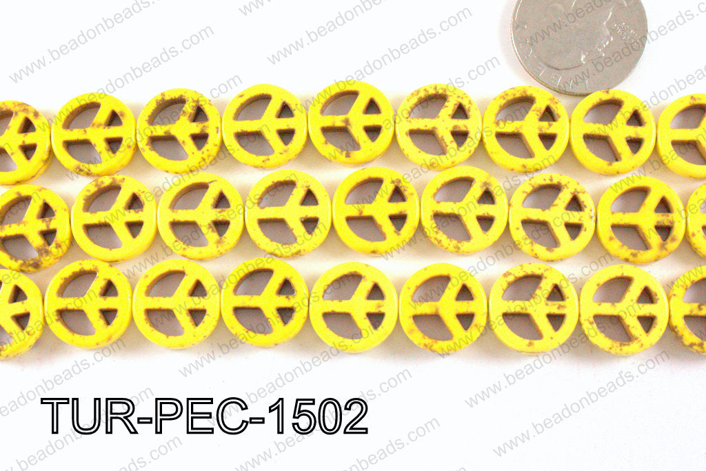 howlite peace yellow 15mm TUR-PEC-1502
