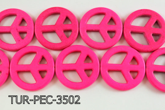 howlite peace hot pink 35mm TUR-PEC-3502