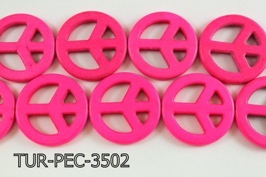 howlite peace hot pink 35mm TUR-PEC-3502