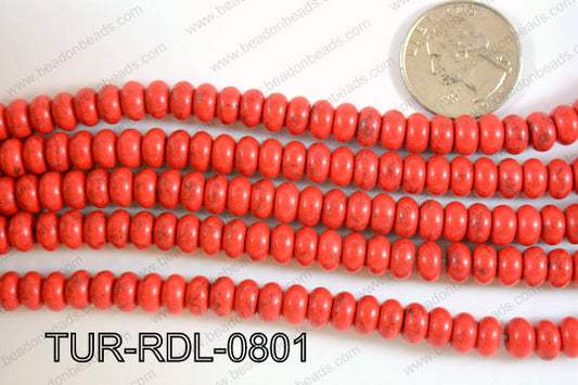 Howlite Rondelle Red 8mm TUR-RDL-0801