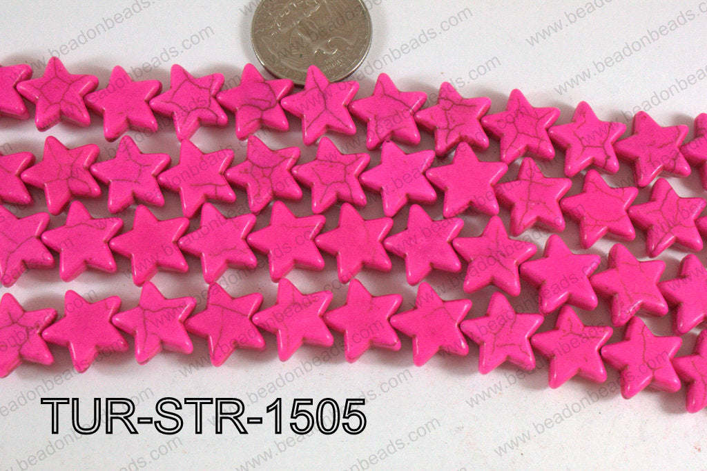 Howlite Star Hot Pink 15mm TUR-STR-1505