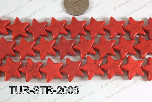Howlite Star Red 20mm TUR-STR-2006