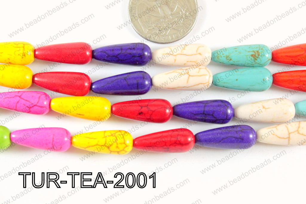 Howlite Teardrop Multi color 8x20mm TUR-TEA-2001