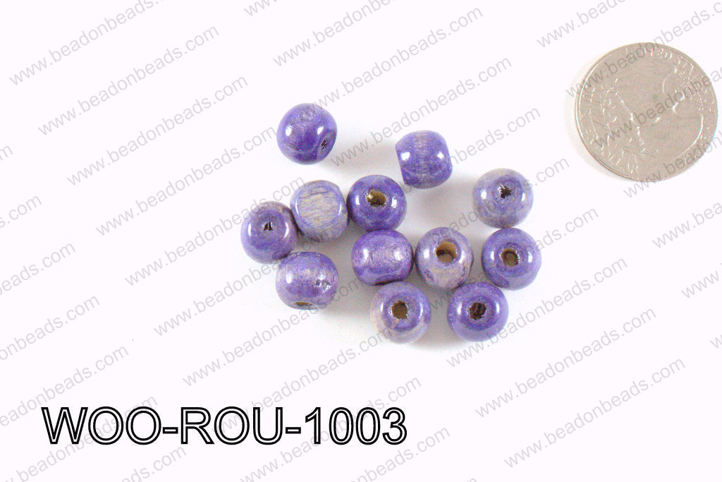 Round Wood Beads Dark Blue 10mm WOO-ROU-1003