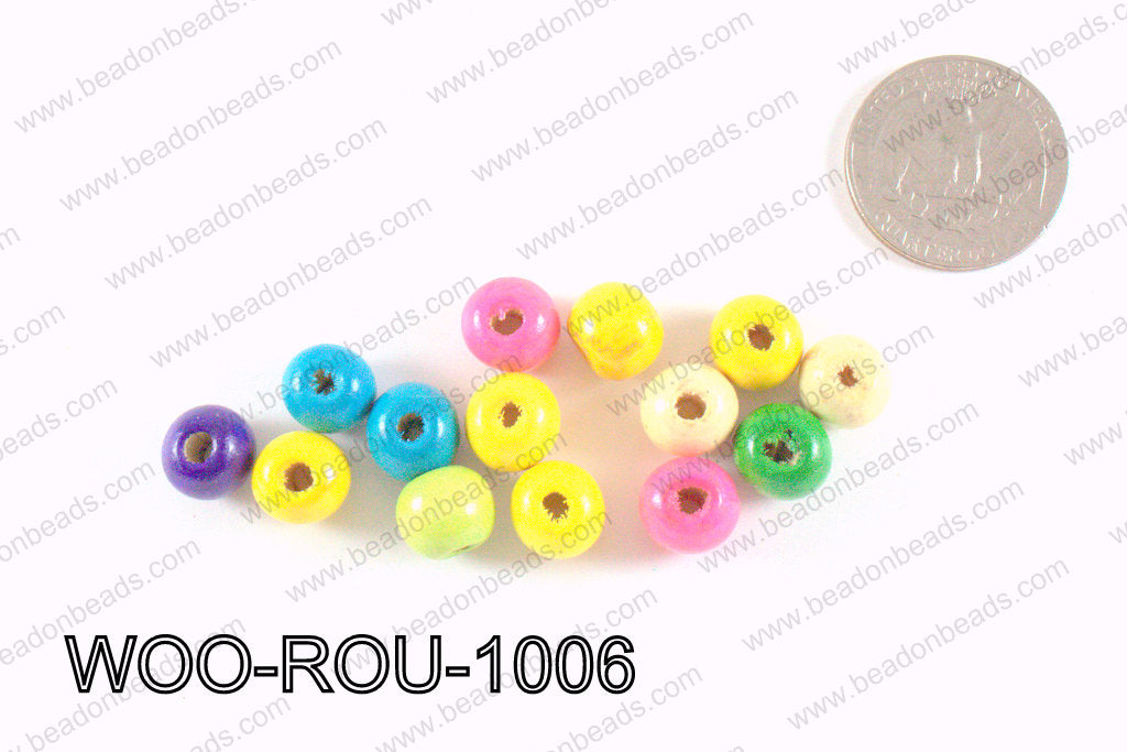 Round Wood Beads Multicolor 10mm WOO-ROU-1006