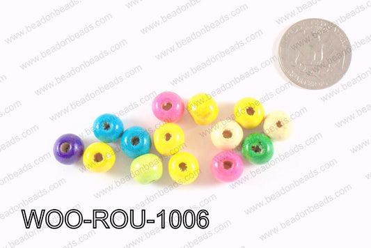Round Wood Beads Multicolor 10mm WOO-ROU-1006