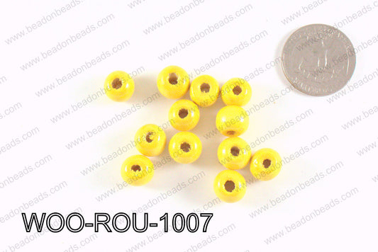 Round Wood Beads Yellow 10mm WOO-ROU-1007