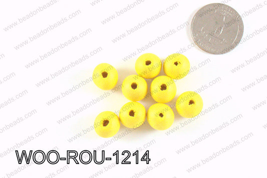 Round Wood Beads Yellow 12mm WOO-ROU-1214