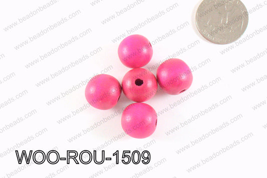 Round Wood Beads Dark Purple 15mm WOO-ROU-1509