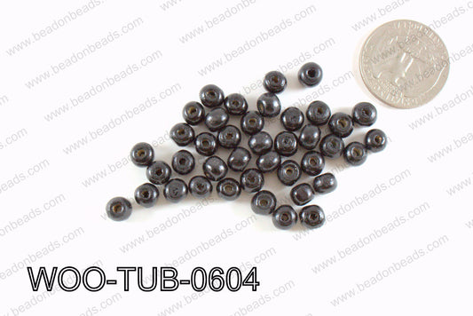 Tube Wood Beads Black 6x4mm WOO-TUB-0604