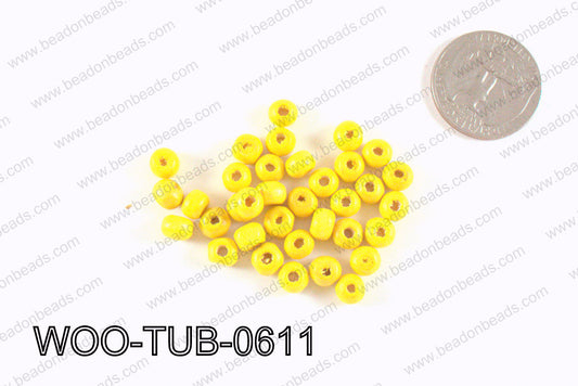 Tube Wood Beads Yellow 6x4mm WOO-TUB-0611