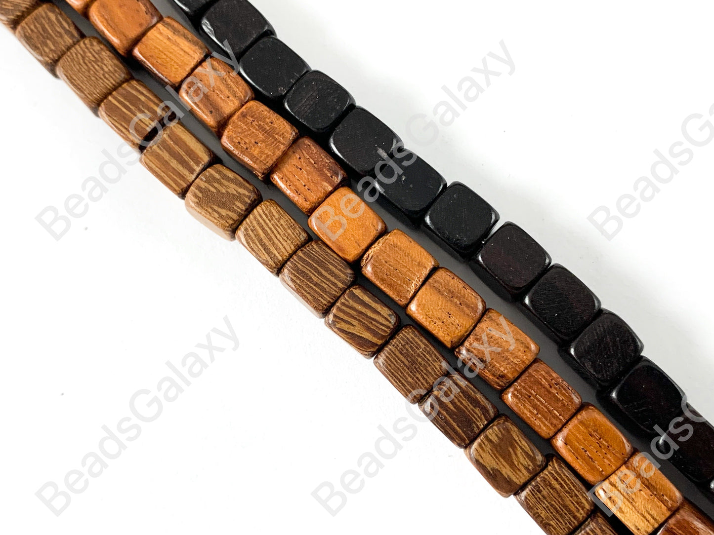 Wood Beads Cube Square Smooth Natural Beads 15"-16"