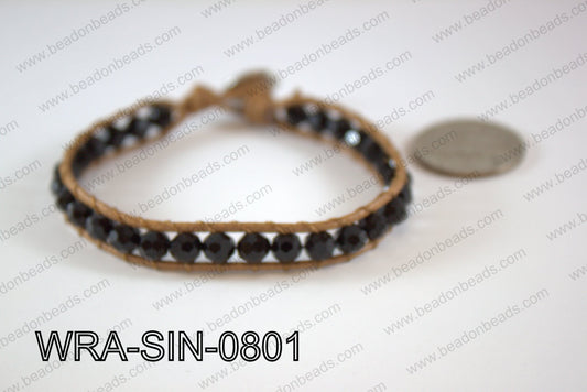 Wrapped Bracelet Black 8inches long, 10mm wide WRA-SIN-0801
