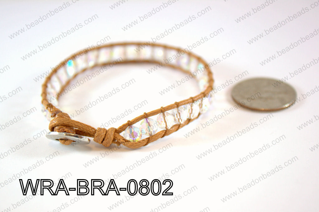 Wrapped Bracelet Clear AB 8inches long, 10mm wide WRA-SIN-0802