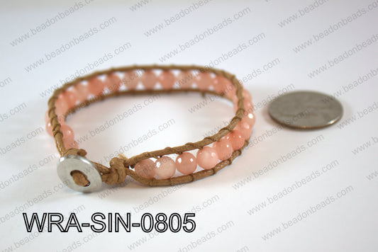 Wrapped Bracelet Peach 8inches long, 10mm wide WRA-SIN-0805