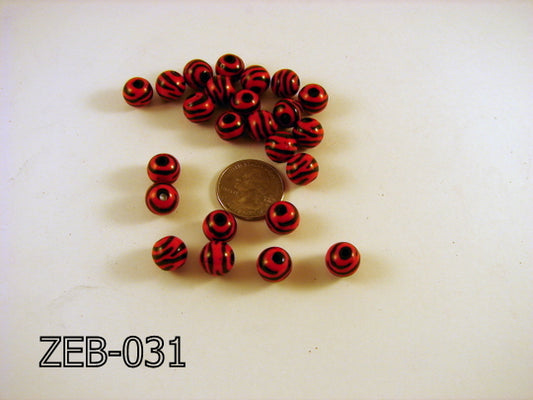 Zebra Bead Round 12mm ZEB-031