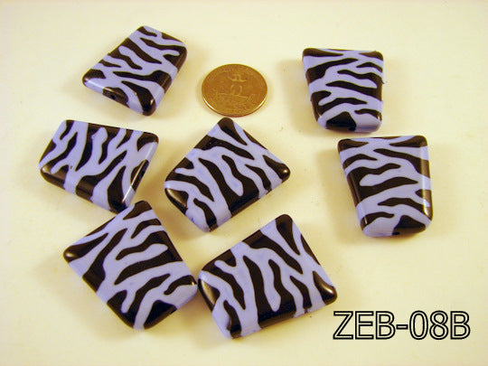 Zebra Bead Trapezoid  ( Lavender Gray / Black ) ZEB-08B