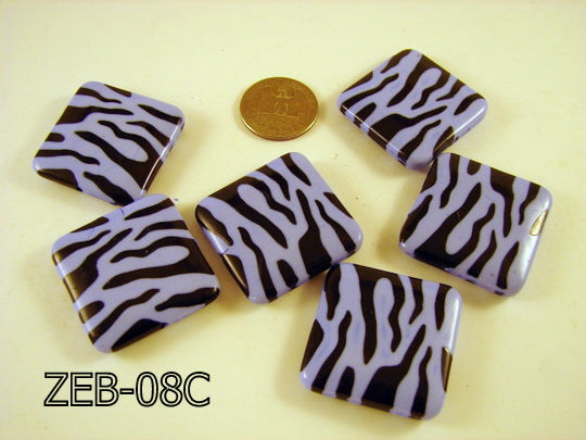 Zebra Bead Square  ( Lavender Gray / Black ) ZEB-08C