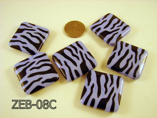 Zebra Bead Square  ( Lavender Gray / Black ) ZEB-08C