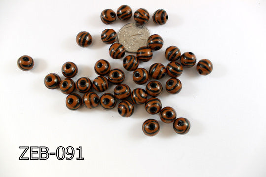 Zebra Bead Round 12mm ZEB-091