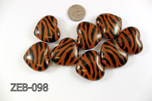 Zebra Bead Heart 32x36mm  ZEB-098