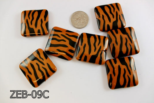 Zebra Bead Square  35mm ZEB-09C