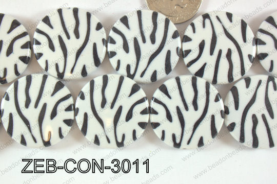 Zebra Bead Coin 30mm ZEB-CON-3011