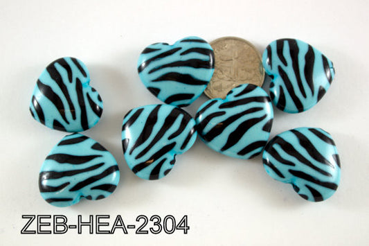 Zebra Bead Heart 23x26mm 500 Gram Bag ZEB-HEA-2304