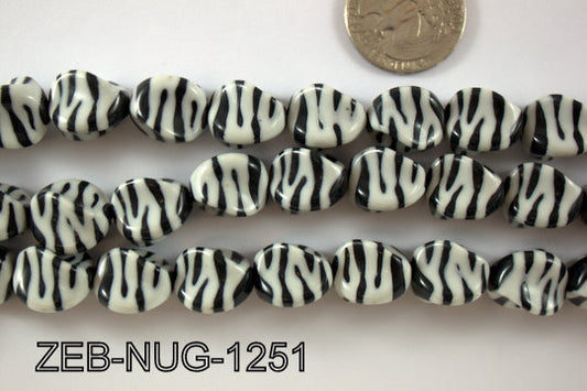 Zebra Bead Nugget 12x15mm ZEB-NUG-1251
