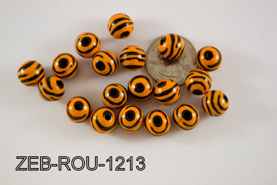 Zebra Bead Round 12mm 250 Gram Bag ZEB-ROU-1213