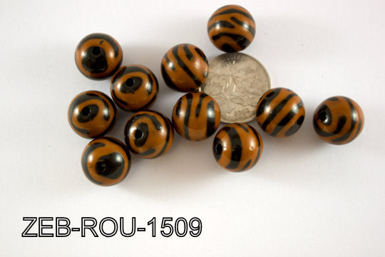 Zebra Bead Round 15mm 500 Gram Bag ZEB-ROU-1509