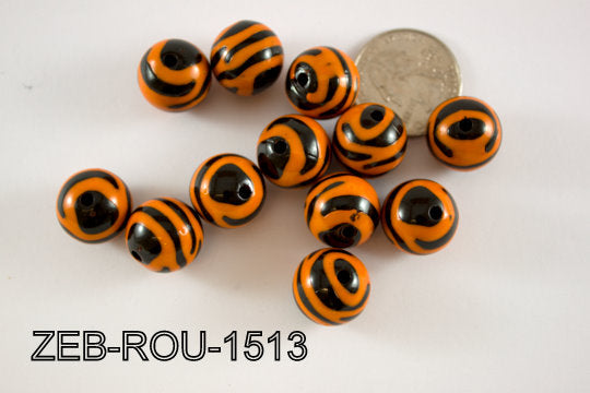 Zebra Bead Round 15mm 500 Gram Bag ZEB-ROU-1513