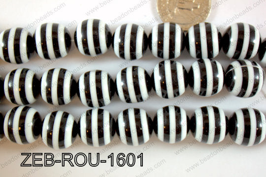 Zebra Bead Round 16mm ZEB-ROU-1601
